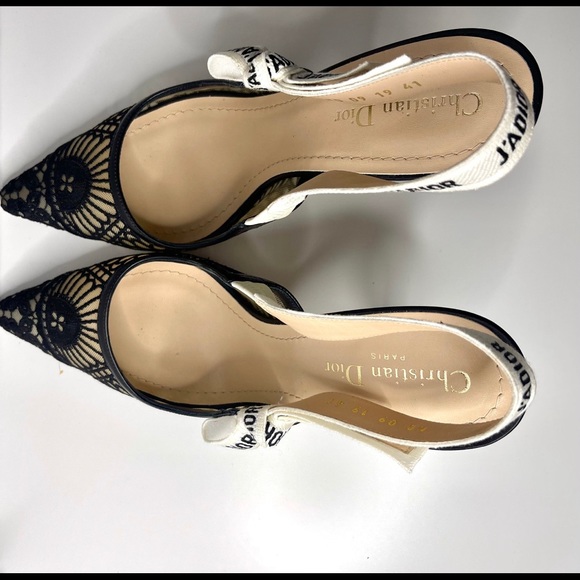 J'Adior Lace Embroidered Fabric Slingback Pumps - Picture 3 of 3